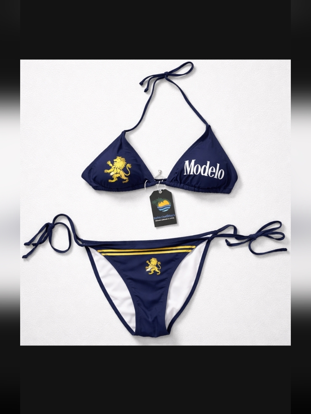 ModelCo Navy & Gold Triangle Tie Bikini - Picture 5 of 6